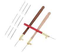 Tambour Hook 3 Uds Mango de Madera de Acero Inoxidable Ganchos de Ganchillo de Bordado Francés con 9 Agujas Rebordear Tejer Kit de Herramientas de Costura DIY