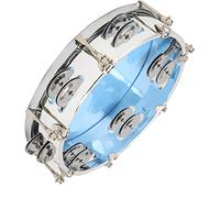 Tambourinas para Adultos, Tono de Pandereta Ajustable Tono Doble Hilera Campanas Homontones Tamburina de Pandilla Instrumento de Percusión 8in para Principiantes (BLUE)