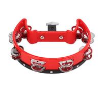 Tambourine Single Metal Jingle Bells Instrumento de Percusión Drum Rojo para Niños Adultos