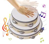 Tambourines for Adults, Musical Hand Drums, Wooden Percussion Instruments, Comfortable Grip, Clear Sound Output, Lightweight Frame Design, Perfect for Beginner, Festival, School Use