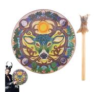 Tambours à main chaman | Tambour chamanique 9 pouces en cuir synthétique avec motif tête de cerf | Instrument spirituel fait main pour guerison, méditation, connexion énergétique, relaxation, cérémoni