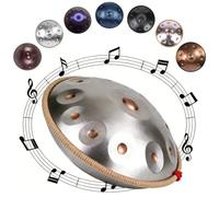 Tambu Handpan de Acero Re Menor 22 Pulgadas Handpan 9 10 12 Note 432Hz 440Hz Tambor para Principiantes Relajación Meditación Yoga Performer Curación de Sonido(Silver2,432HZ/12 Note)