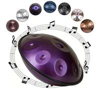 Tambu Handpan de Acero Re Menor 22 Pulgadas Handpan 9 10 12 Note 432Hz 440Hz Tambor para Principiantes Relajación Meditación Yoga Performer Curación de Sonido(Dark purple,432HZ/10 Note)