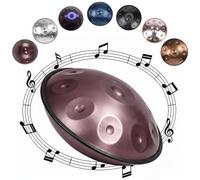 Tambu Handpan de Acero Re Menor 22 Pulgadas Handpan 9 10 12 Note 432Hz 440Hz Tambor para Principiantes Relajación Meditación Yoga Performer Curación de Sonido(Purple,432HZ/9 Note)