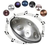 Tambu Handpan de Acero Re Menor 22 Pulgadas Handpan 9 10 12 Note 432Hz 440Hz Tambor para Principiantes Relajación Meditación Yoga Performer Curación de Sonido(Silver,432HZ/12 Note)