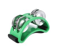 ＡＷＨＡＯ Tamburina en El Pie 4 Campanas, Instrumento de Música de Percusión para Conciertos Portátiles con Campana de Metal, Panderetas de Zapatos, Agitador, verde