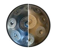 Tamburina pintada a mano Tambor de lengua para meditación 22 pulgadas de acero inoxidable D menor 9 10 12 Tono 440Hz Compatible con la mayoría de los instrumentos musicales(440hz Black 12 tone)