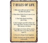TAMDDBPJD 7 Rules of Life Inspiring Words Vintage Classic Aluminum Wall-Art for Living Room Entryway Den 8 X 12 in