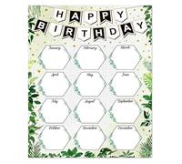 TAMDDBPJD Bulletin Board Decor Birthday Chart Boho Greenery Classroom Birthday Poster Reusable Calendar Laminated Back to School Teacher Supplies(Unframed,16x24inch(40x60cm))