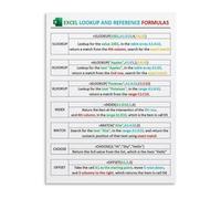 TAMDDBPJD Excel Lookup Functions Reference Guide Cheat Sheet Educational Canvas Wall-Art for Office Desk and Study Room Decor(Framed,12x18inch(30x45cm))
