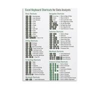 TAMDDBPJD Excel Shortcuts Reference Guide for Data Analysts Educational Canvas Poster Wall-Art for Office Desk Home Study and Computer Decor(Unframed,12x18inch(30x45cm))
