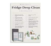 TAMDDBPJD How to Clean Refrigerator Freezer Organization Chart Guide Educational Wall-Art for Modern Kitchen Decor(Framed,16x24inch(40x60cm))