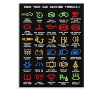 TAMDDBPJD Humorous Mechanic Knowledge Poster Funny Car Warning Lights Canvas Wall-Art Know Your Car Warning Lights for Garage Man Cave Decor Gag Gift for Dad Drivers(Unframed,12x18inch(30x45cm))