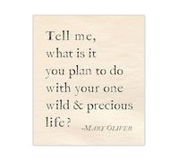 TAMDDBPJD Mary Oliver Poetry Print Your One Wild and Precious Life Inspirational Wall-Art Vintage Typography Modern Encouraging Home Decor(Framed,12x18inch(30x45cm))