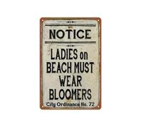 TAMDDBPJD Novelty Vintage Advertising Metal Sign Funny Beach Scene with Bloomers Retro Tin Plaque for Tiki Bar Ice Cream Shop Nautical Theme Decor 8 X 12 Inch