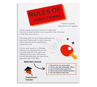 TAMDDBPJD Retro Ping Pong Rules Chalkboard Style Poster Funny House Rules Canvas Print for Basement Bar or Game Room(Framed,16x24inch(40x60cm))