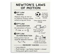 TAMDDBPJD Scientific Poster Newtons Laws of Motion Physics Educational Wall-Art for Home School Living Room Bedroom Decor(Framed,12x18inch(30x45cm))