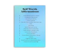 TAMDDBPJD Self Esteem Affirmations Poster Self Love Quotes For Mental Wellness Canvas Wall-Art Decor(Framed,16x24inch(40x60cm))