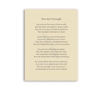 TAMDDBPJD Self Love Poster You Are Enough Canvas Wall-Art Print for Bedroom Living Room Decor Mental Health Quote Scandinavian Style Home Decor(Unframed,12x18inch(30x45cm))
