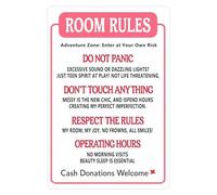 TAMDDBPJD Teen Girl Bedroom Decor Funny Rules Wall Sign Cute Aesthetic Preppy Vibes Gift for Birthday Christmas Graduation(Framed,08x12inch(20x30cm))