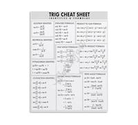 TAMDDBPJD Trigonometry Cheat Sheet All Important Identities Poster Canvas Print for Study Room Office Decor(Unframed,08x12inch(20x30cm))