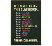 TAMDDBPJD Welcoming Classroom Rules Sign When You Enter This Room Poster for Teachers Canvas Wall-Art for School Door Decor(Unframed,16x24inch(40x60cm))