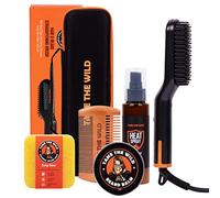 Tame the Wild Premium Beard Grooming Kit - Heated Beard Brush, Straightener Comb, Heat Protectant Spray, Beard Soap, Balm, Wooden Comb, and Storage Case