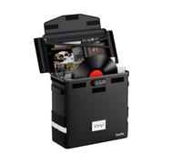 Tamfile Estuche de almacenamiento LP, caja de discos de vinilo ignífuga con cerradura, funda de transporte portátil plegable para DJ con cremallera impermeable con capacidad para hasta 50 + discos de