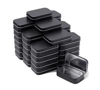 Tamicy Latas rectangulares de metal con bisagras, paquete de 40 mini contenedores portátiles de color negro mate, pequeñas latas de almacenamiento vacías con tapas, kit organizador para el hogar, para