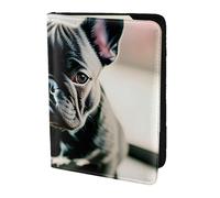 Tamiger Adorable cartera de documentos de viaje con estampado de bulldog francés de 5.5 pulgadas, regalo unisex para vacaciones, viajes de negocios, Black, Talla única