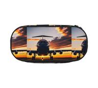 Tamiger Aircraft Plane at Sunset - Bolsa de almacenamiento con funcionalidad para lápices, escuela, estudiantes, niños, niñas, uso diario, práctico, Black, Talla única, Organizador de bolsas