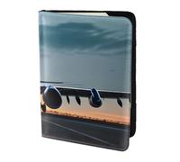 Tamiger Airplane in The Evening Light Print - Cartera de documentos de viaje unisex de 5.5 pulgadas, regalo para vacaciones, viajes de negocios, Black, Talla única