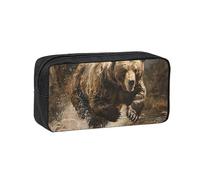 Tamiger Bear Running Print - Estuche unisex espacioso para bolígrafos, gran capacidad, organizador de papelería para llevar a diario