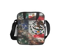 Tamiger Bolsa de almuerzo aislada transparente con estampado de bandera mexicana americana para uso diario, oficina, viajes, picnic, contenedor portátil para alimentos