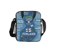 Tamiger Bolsa de almuerzo con aislamiento transparente con diseño de mapa de Finlandia con varias hazañas, para uso diario, oficina, viajes, picnic, contenedor portátil para alimentos