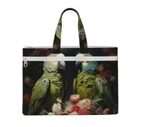 Tamiger Bolsa de lona con estampado de loros de oliva, para documentos, oficina, compras, viajes, negocios, viajes, almacenamiento
