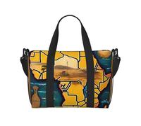 Tamiger Bolsa de viaje de mano con estampado de mapa del mundo abstracto, ajustable, ligera, para fin de semana, casual, para vacaciones, gimnasio