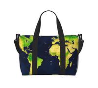Tamiger Bolsa de viaje de mano con estampado de mapa del mundo, ajustable, ligera, para fin de semana, casual, para vacaciones, gimnasio