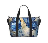 Tamiger Bolsa de viaje de mano con estampado de mariposas azules, ajustable, ligera, para fin de semana, casual, para vacaciones, gimnasio