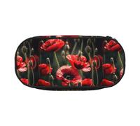 Tamiger Bonito estuche de almacenamiento con estampado de amapolas rojas y funcionales, ideal para estudiantes y niñas, uso diario, práctico, Black, Talla única, Organizador de bolsas