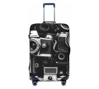 Tamiger Camera Collection - Funda protectora de equipaje elástica y lavable con estampado universal para maleta de viaje, Black, M