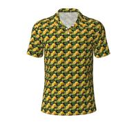 Tamiger Camiseta polo de manga corta para hombre con estampado de frutas y limón, transpirable, casual, para fitness, negocios, ropa atlética, Negro, L