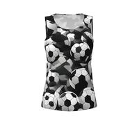 Tamiger Camiseta sin mangas con estampado de balón de fútbol en blanco y negro para mujer, atlética, sin mangas, gimnasio, correr, yoga, transpirable, entrenamiento de verano, Negro, S
