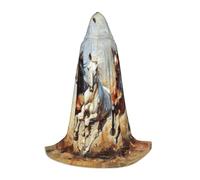 Tamiger Capa con capucha con estampado artístico de caballos para carnaval, festivales, eventos temáticos, uso al aire libre