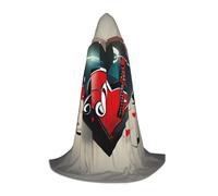 Tamiger Capa con capucha con estampado de amor y música, para carnaval, festivales, eventos temáticos, uso al aire libre