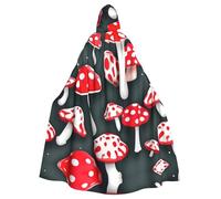 Tamiger Capa con capucha con estampado de setas rojas y blancas para cosplay, carnaval, fiesta de vampiros, eventos temáticos