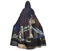 Tamiger Capa con capucha para adultos, diseño de Tower Bridge In London, accesorio para cosplay, fiesta, carnaval, fiesta de máscaras, festival