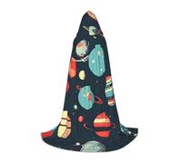 Tamiger Capa con capucha y estampado de planeta del espacio exterior, para carnaval, festivales, eventos temáticos, uso al aire libre