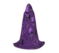 Tamiger Capa con capucha y estampado de terror sobre fondo morado para carnaval, festivales, eventos temáticos, uso al aire libre