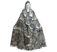 Tamiger Capa de carnaval con capucha de 190 cm con estampado de escamas de peces plateados, disfraz para eventos temáticos, festivales